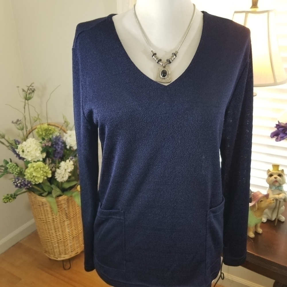Orange USA sz sm top navy textured